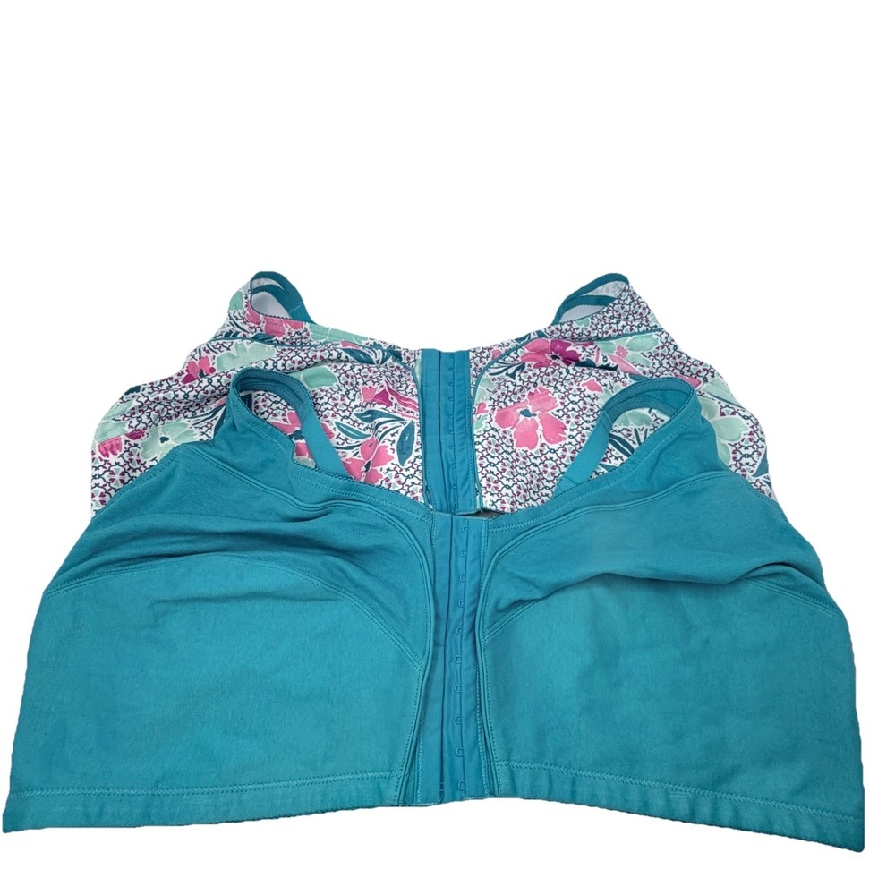 Lot Of 2 Comfort Choice 50G Cotton Wireless Bras Front-Close Everyday No Wire